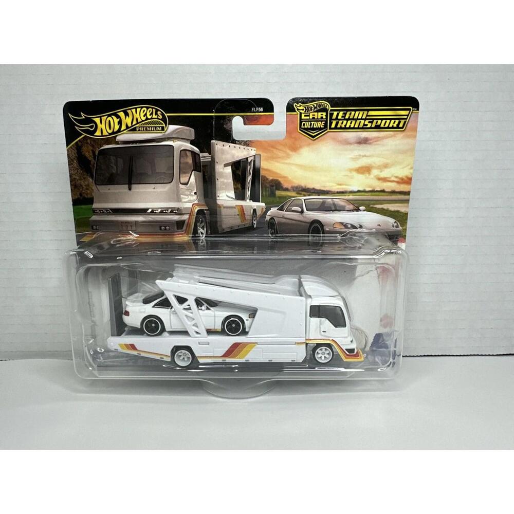 Hot Wheels Team Transport White Car Carrier Truck with White Sports Car